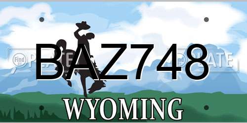 BAZ748 Wyoming License Plate