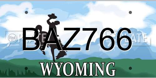 BAZ766 Wyoming License Plate