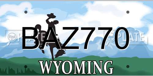 BAZ770 Wyoming License Plate