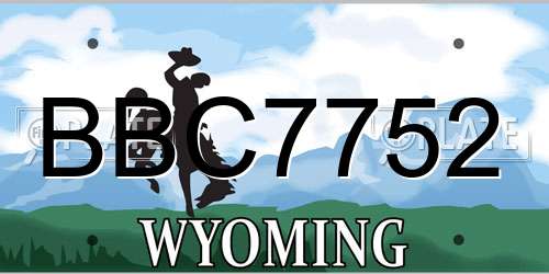 BBC7752 Wyoming License Plate