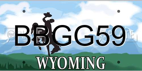 BBGG59 Wyoming License Plate