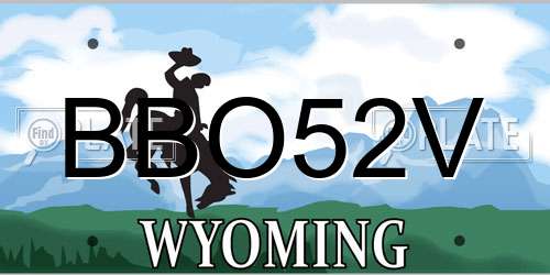 BBO52V Wyoming License Plate