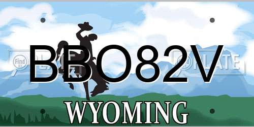 BBO82V Wyoming License Plate