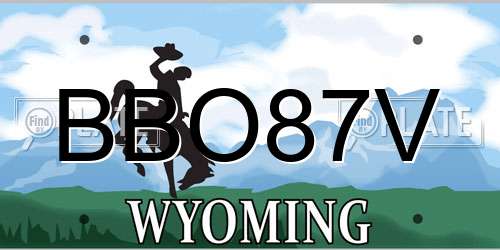 BBO87V Wyoming License Plate