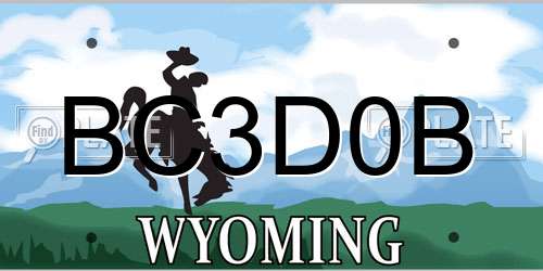 BC3D0B Wyoming License Plate