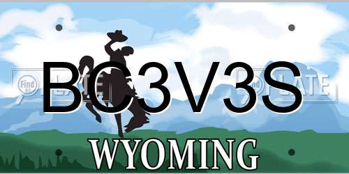 BC3V3S Wyoming License Plate