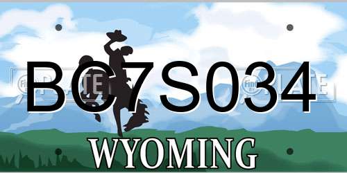 BC7S034 Wyoming License Plate