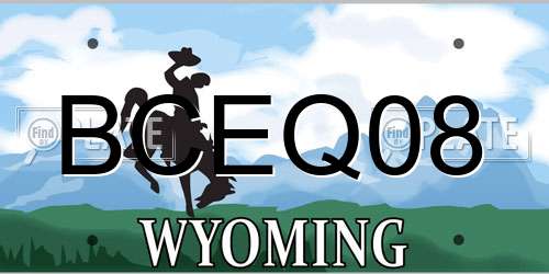 BCEQ08 Wyoming License Plate