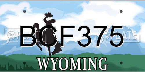 BCF375 Wyoming License Plate
