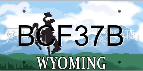BCF37B Wyoming License Plate