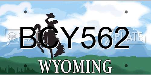 BCY562 Wyoming License Plate
