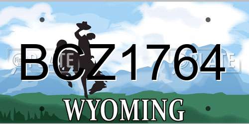 BCZ1764 Wyoming License Plate