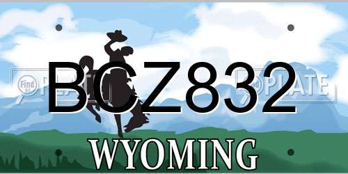 BCZ832 Wyoming License Plate