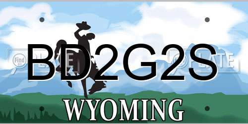 BD2G2S Wyoming License Plate