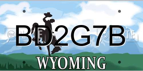 BD2G7B Wyoming License Plate