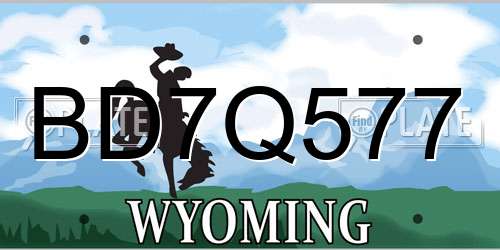 BD7Q577 Wyoming License Plate