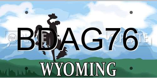 BDAG76 Wyoming License Plate
