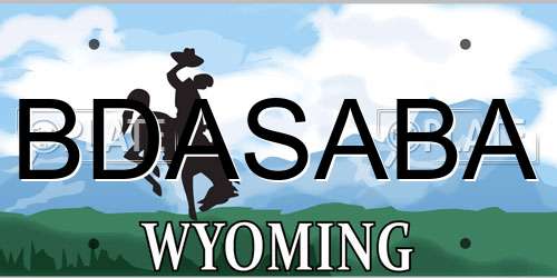 BDASABA Wyoming License Plate