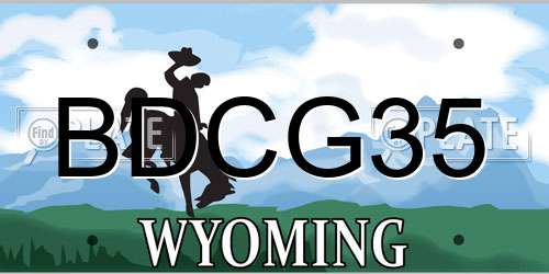 BDCG35 Wyoming License Plate