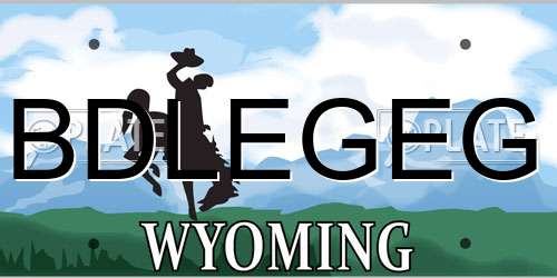 BDLEGEG Wyoming License Plate