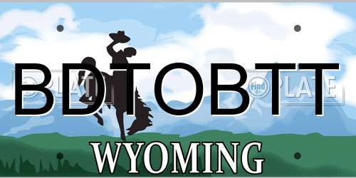 BDTOBTT Wyoming License Plate