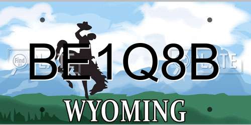 BE1Q8B Wyoming License Plate