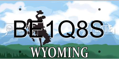 BE1Q8S Wyoming License Plate