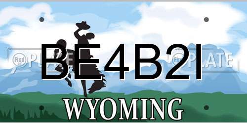BE4B2I Wyoming License Plate