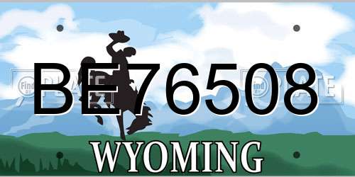 BE76508 Wyoming License Plate