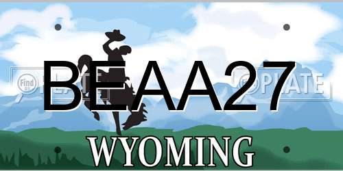 BEAA27 Wyoming License Plate