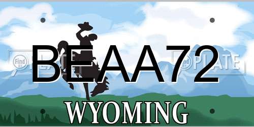 BEAA72 Wyoming License Plate