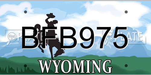 BFB975 Wyoming License Plate