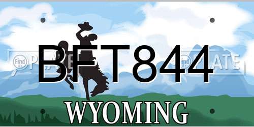 BFT844 Wyoming License Plate