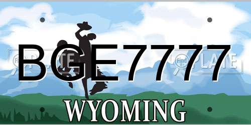 BGE7777 Wyoming License Plate