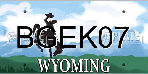 BGEK07 Wyoming License Plate