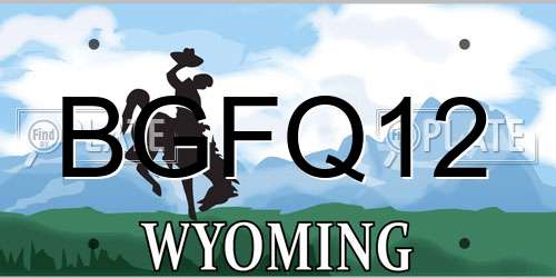 BGFQ12 Wyoming License Plate