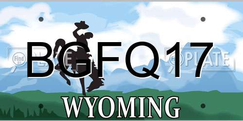 BGFQ17 Wyoming License Plate