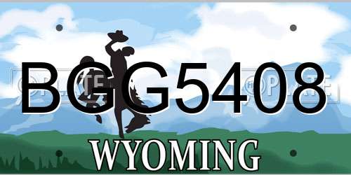 BGG5408 Wyoming License Plate