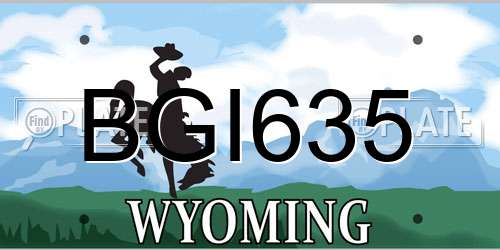 BGI635 Wyoming License Plate