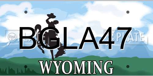 BGLA47 Wyoming License Plate