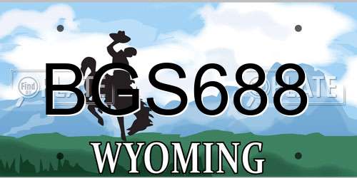 BGS688 Wyoming License Plate