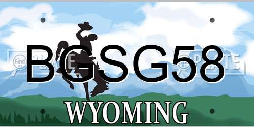 BGSG58 Wyoming License Plate