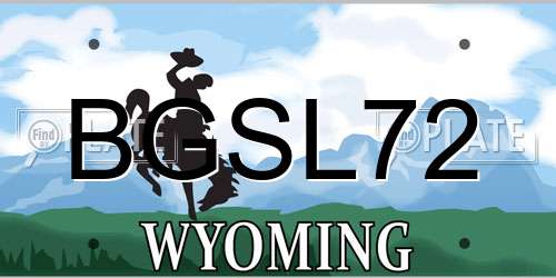 BGSL72 Wyoming License Plate
