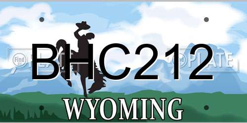 BHC212 Wyoming License Plate