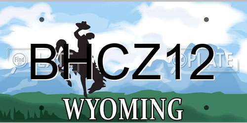 BHCZ12 Wyoming License Plate