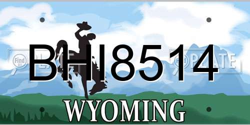 BHI8514 Wyoming License Plate