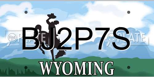 BJ2P7S Wyoming License Plate