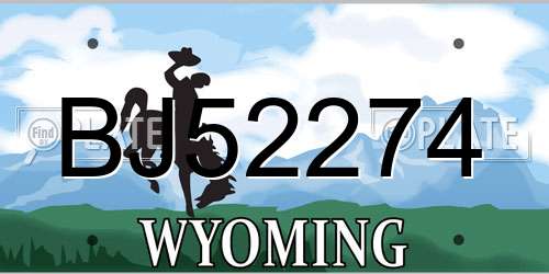 BJ52274 Wyoming License Plate