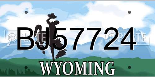 BJ57724 Wyoming License Plate