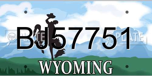 BJ57751 Wyoming License Plate